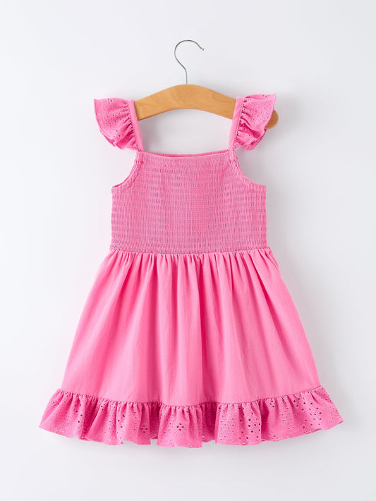 Pink Girl Smocked Ruffle Dress