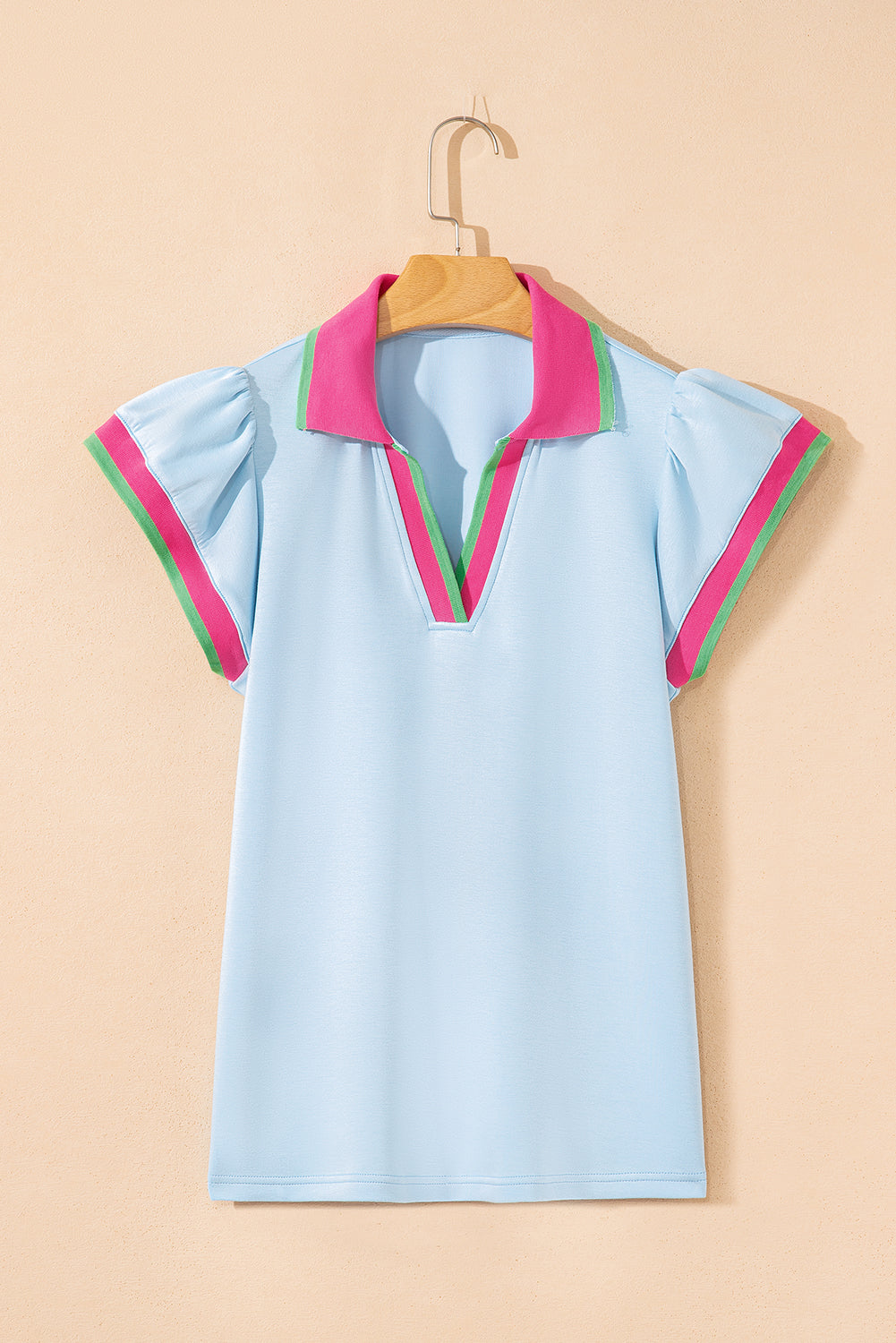 Blue Contrast V Neck LT