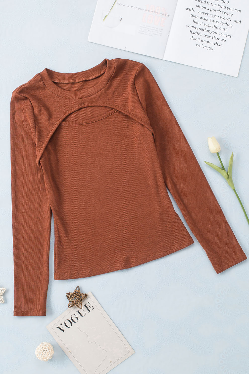 Brown Ribbed Top LT