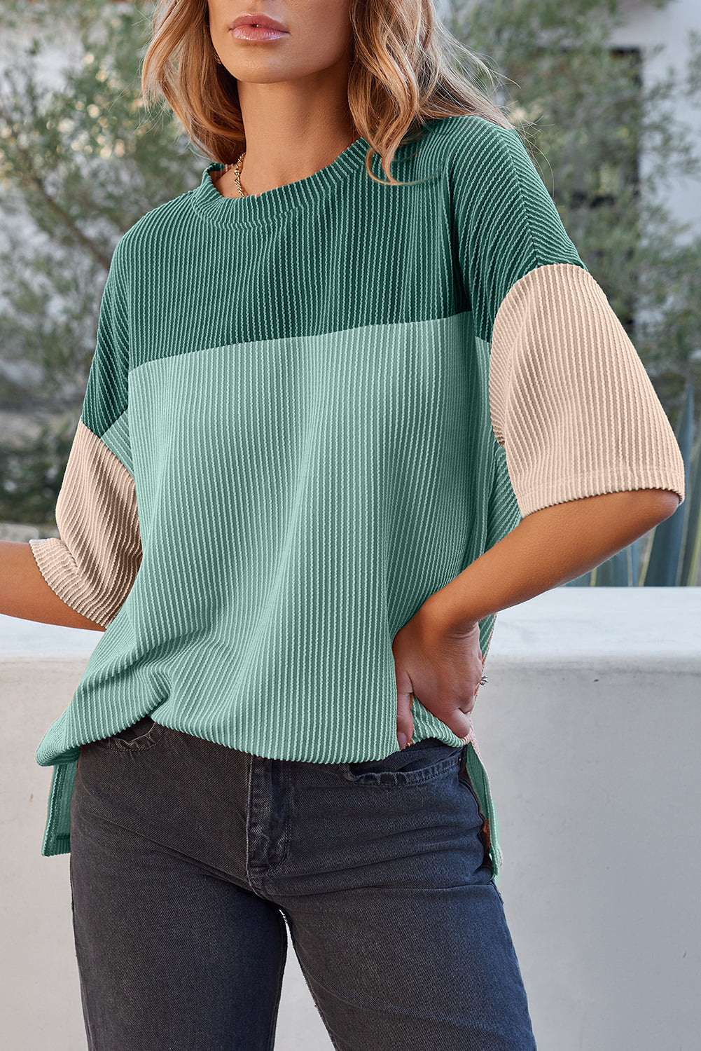 Two-Tone Ribbed Tops FB