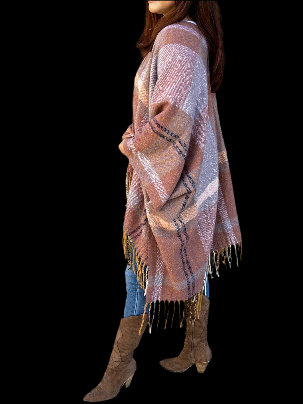 Autumn Sky | Plaid Fall & Winter Kimono w/ Tassel Trim