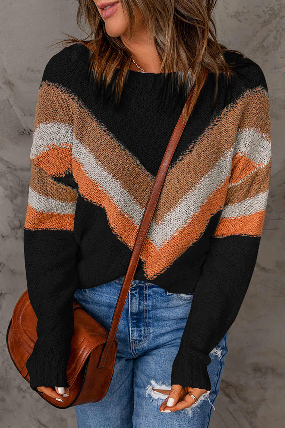 Chevron Striped Sweater FB