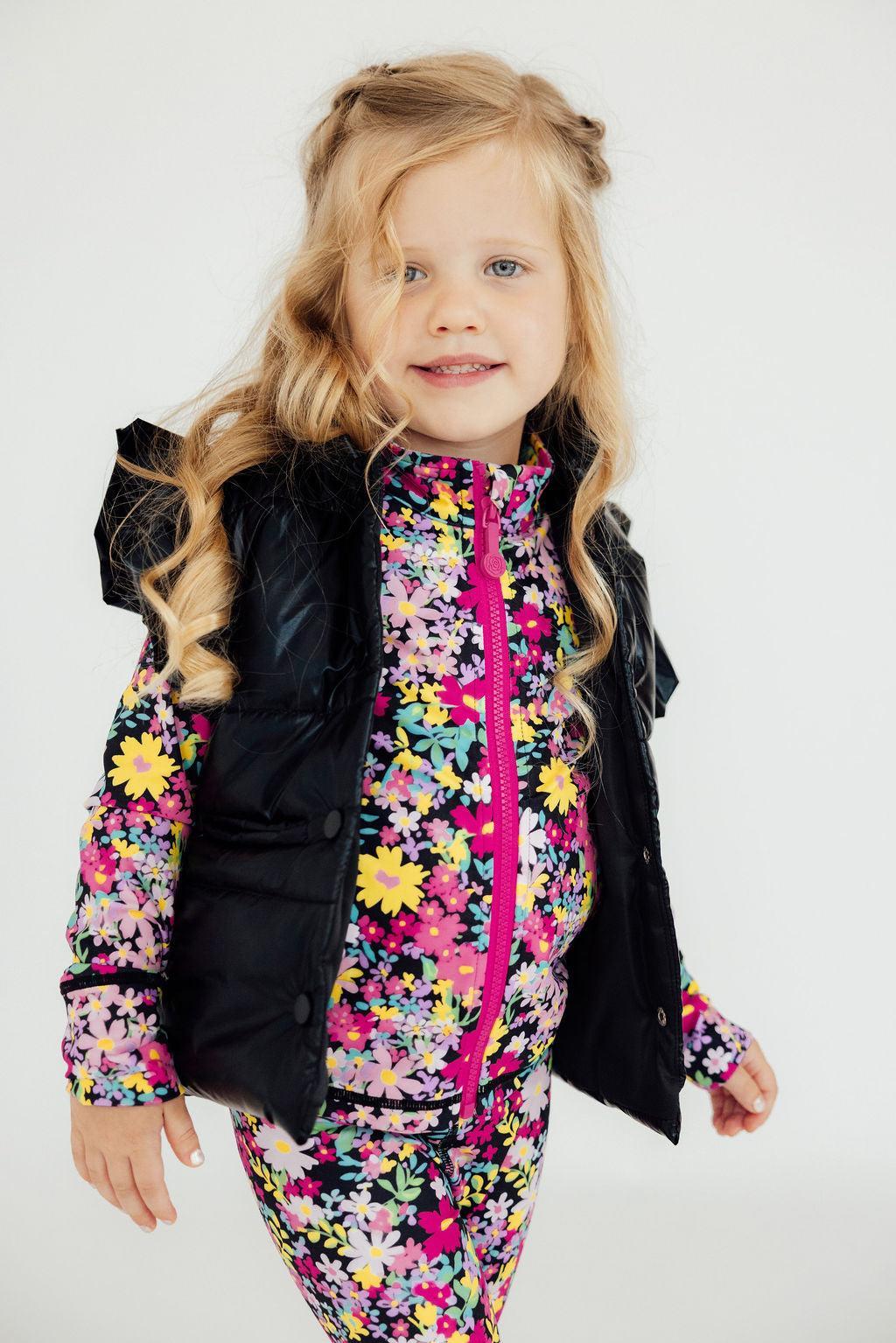 Black Checker Puffer Vest
