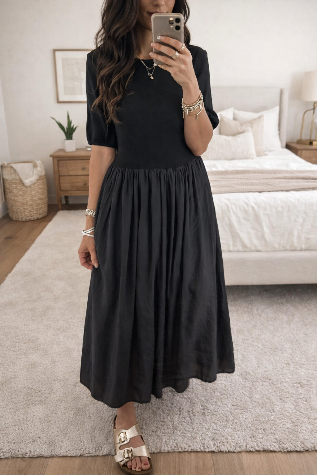 Black Pleated Long Dress December.