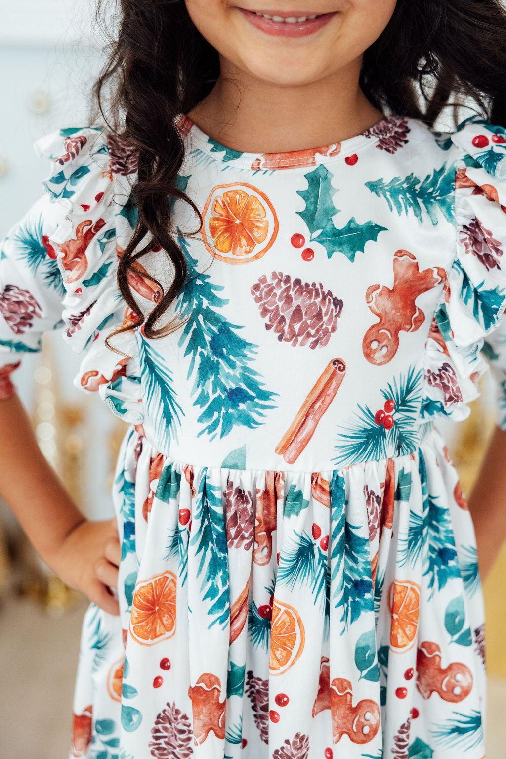 Classic Christmas 3/4 Sleeve Ruffle Twirl Dress – Kacee Lillie Boutique