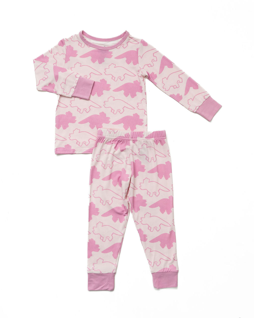 Dinosaur Pink Long Sleeve Bamboo Sleep Set