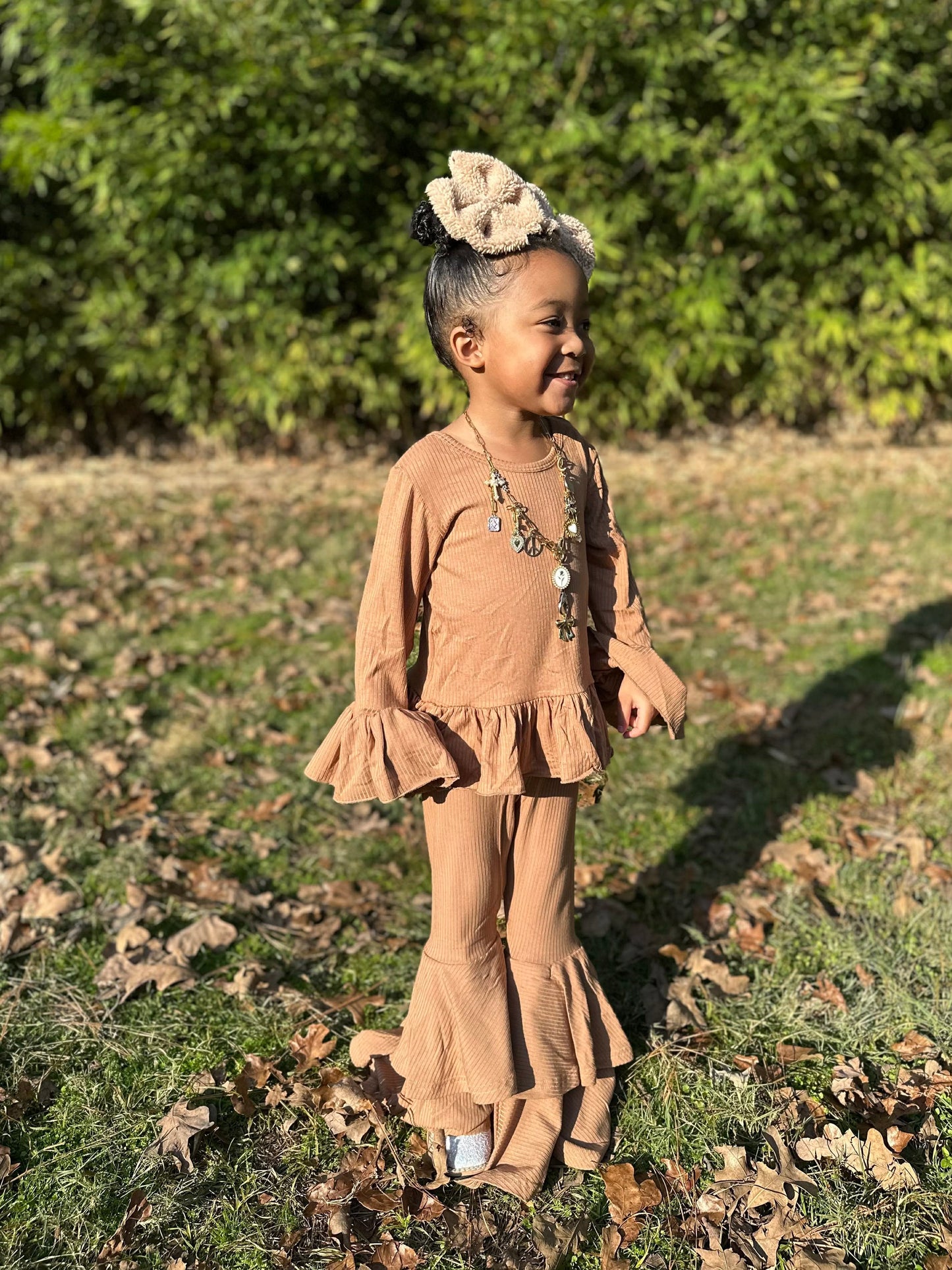 Newborn Coffee Ruffled Sleeve Top (FINAL SALE)