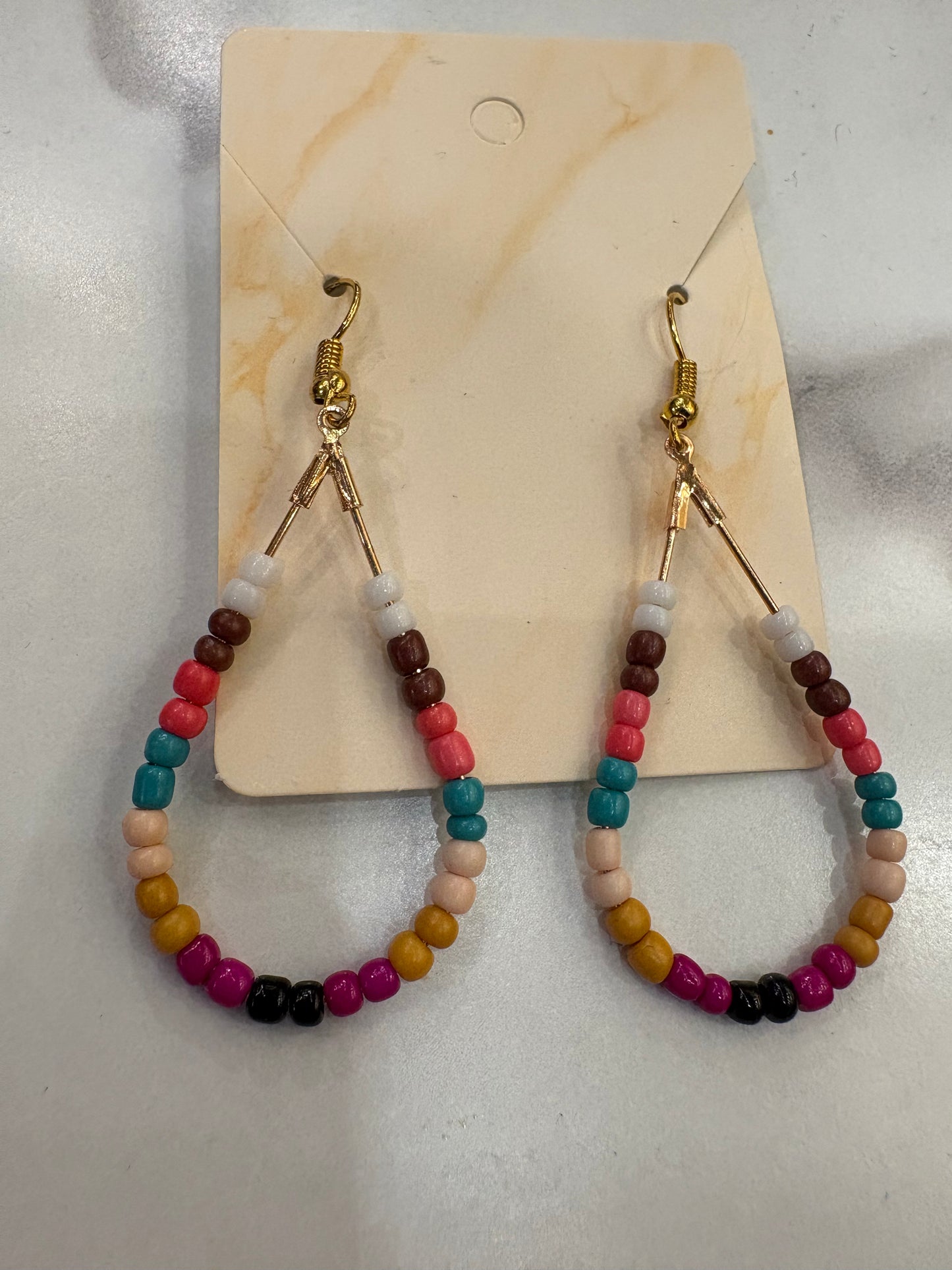 Multicolored Beaded Teardrop Earrings
