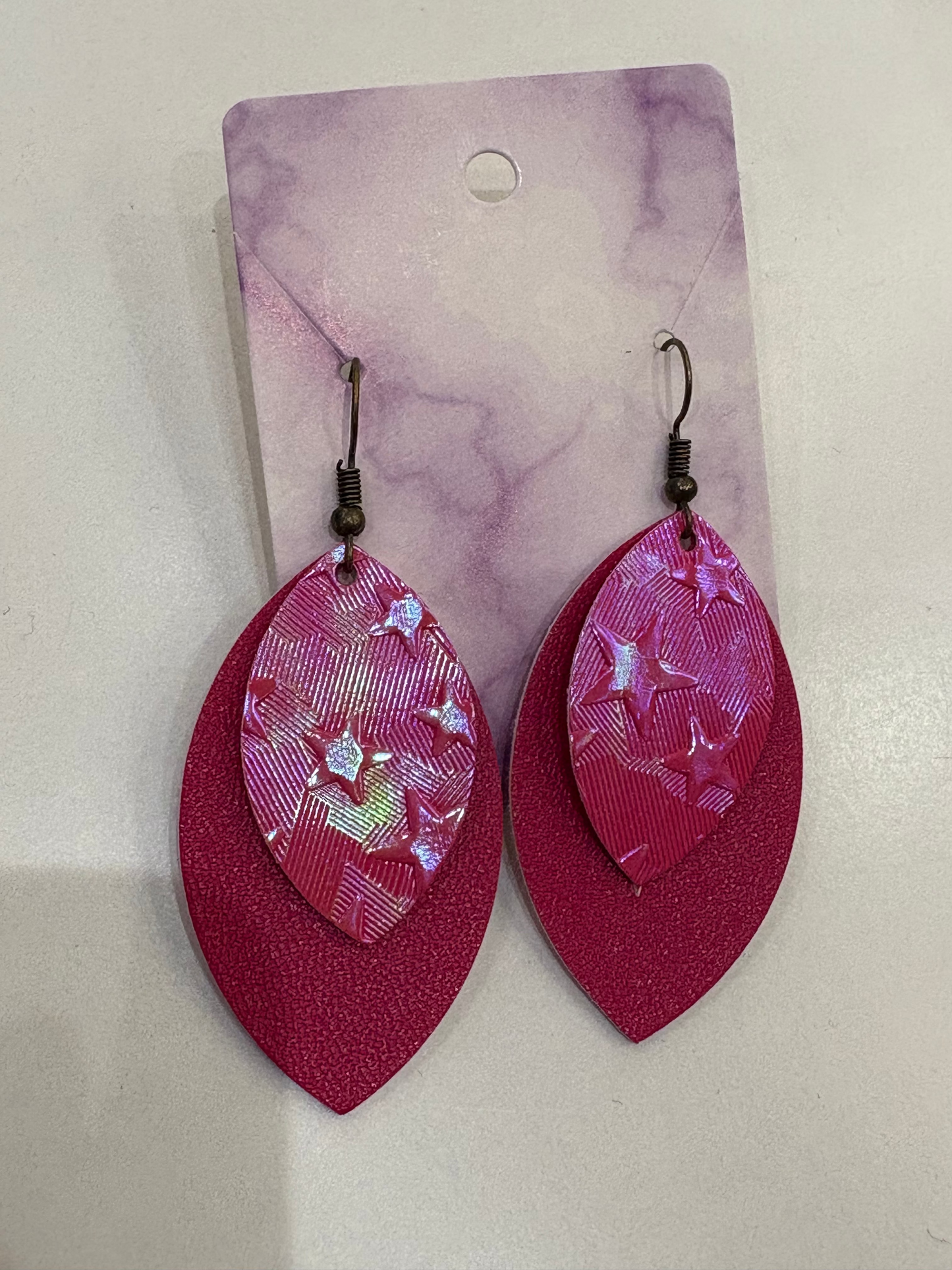 “Perfectly Yours” Iridescent Statement Earrings – Hot Pink on Pink