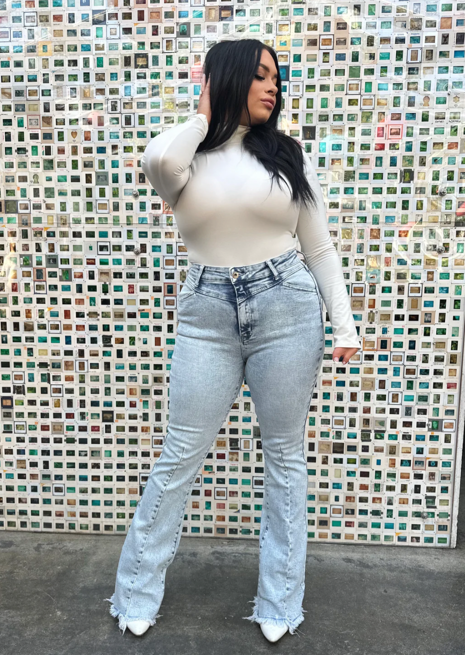 Keep Up Flare Acid Wash Flare Jeans