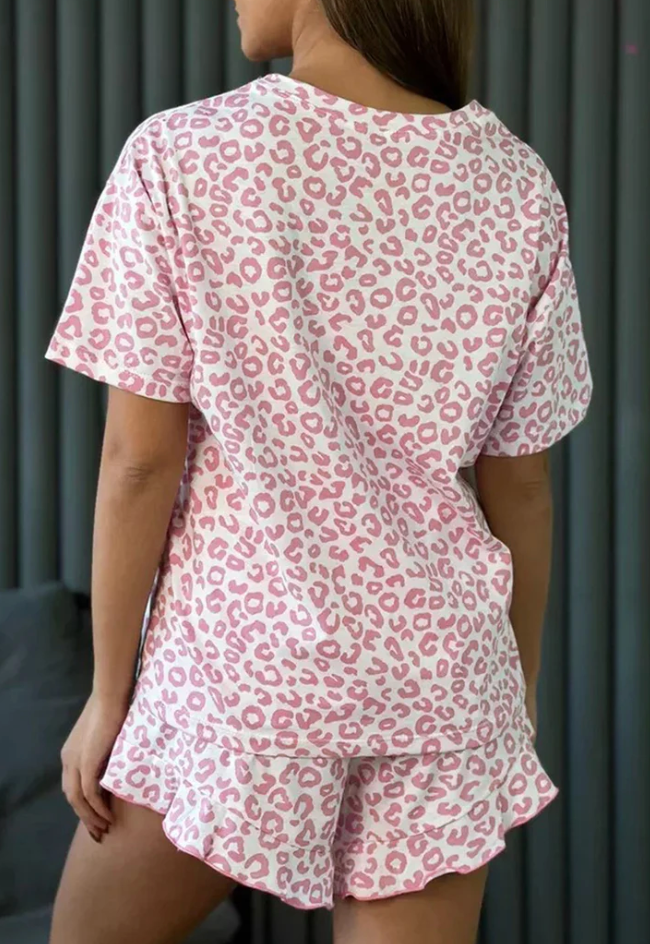 Pink Leopard Crew Set September.