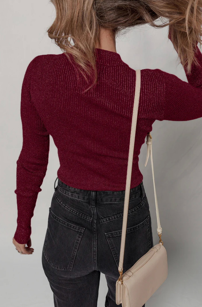 Red Ribbed Slim Top September.