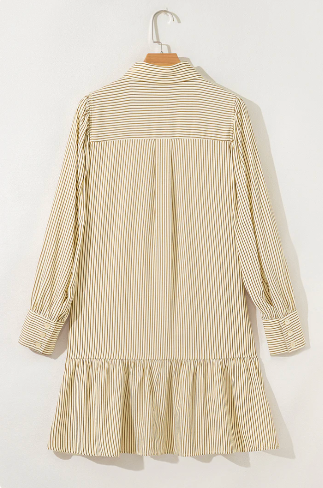 Brown Stripe Collared Dress RTS