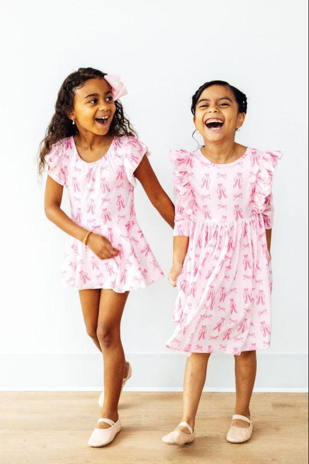 SALE Twirling en Pointe 3/4 Sleeve Ruffle Twirl Dress