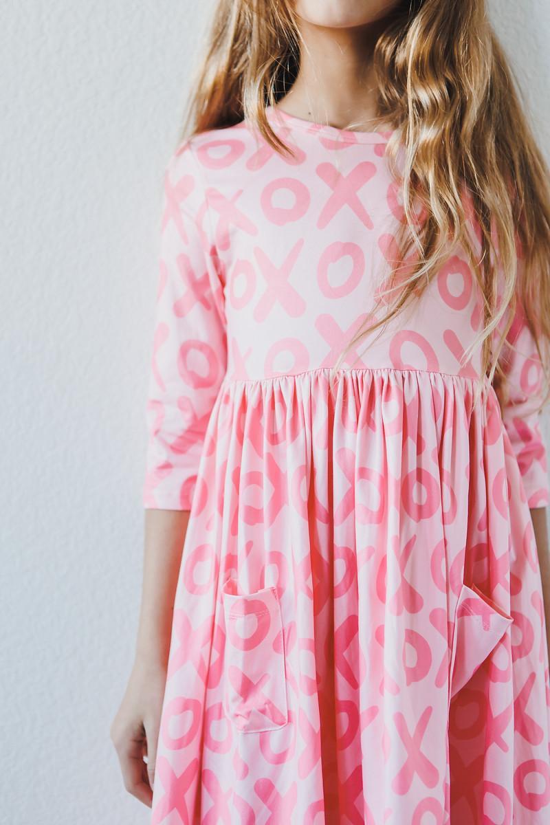 XOXO 3/4 Sleeve Pocket Twirl Dress