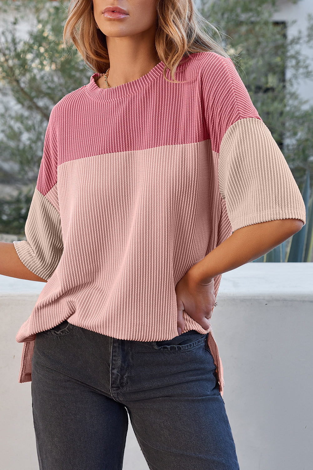 Two-Tone Ribbed Tops FB
