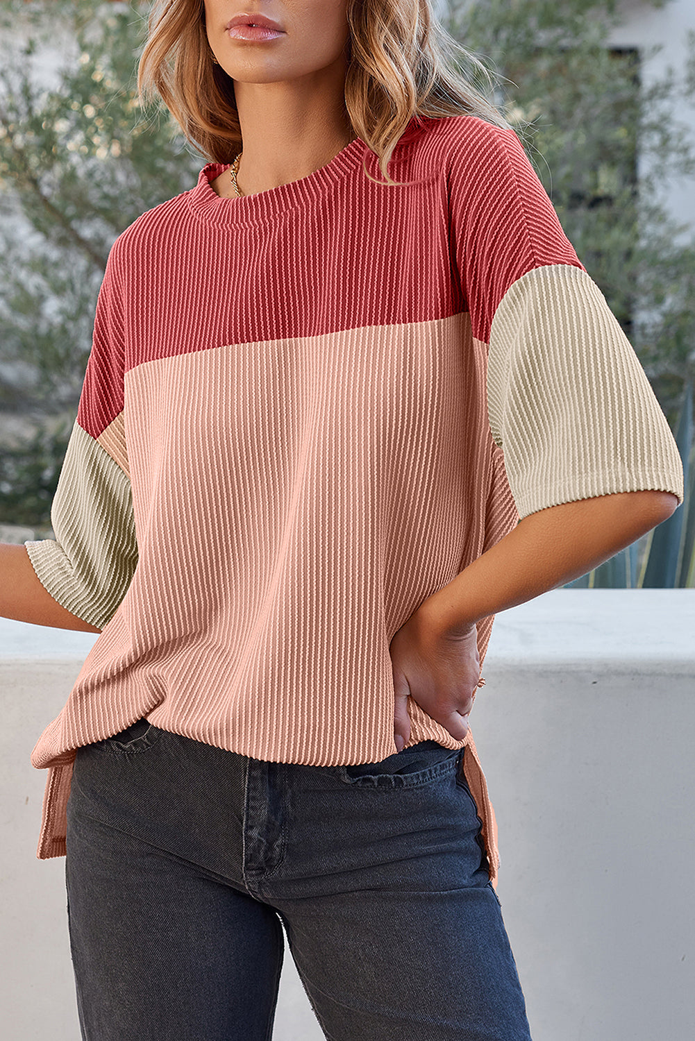 Two-Tone Ribbed Tops FB