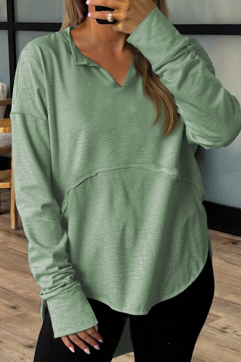 Notched Raw Hem Top FB
