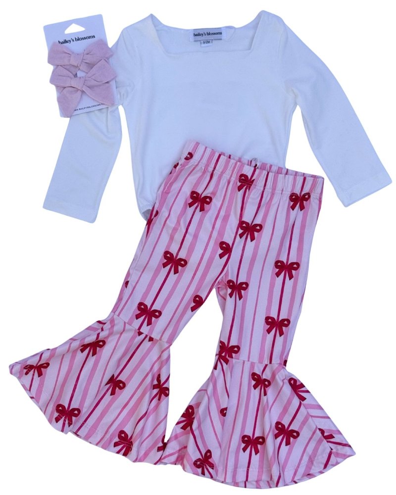 Keely Exaggerated Bell Bottoms - Sweetheart Bows