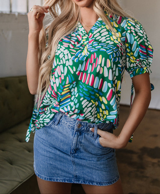 Green Geometric Blouse FB