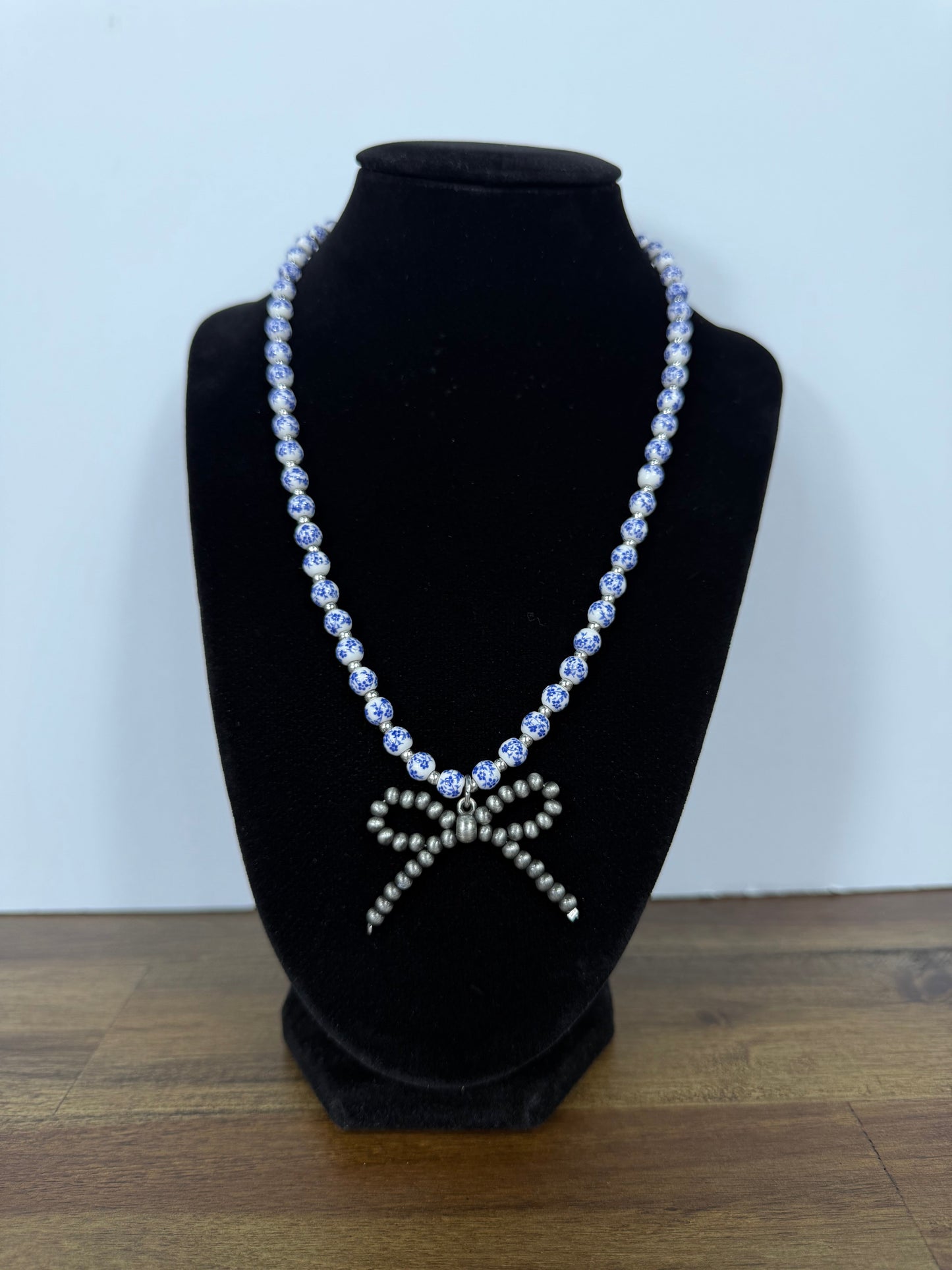 Toile Bow Necklace (2 colors) (FINAL SALE)