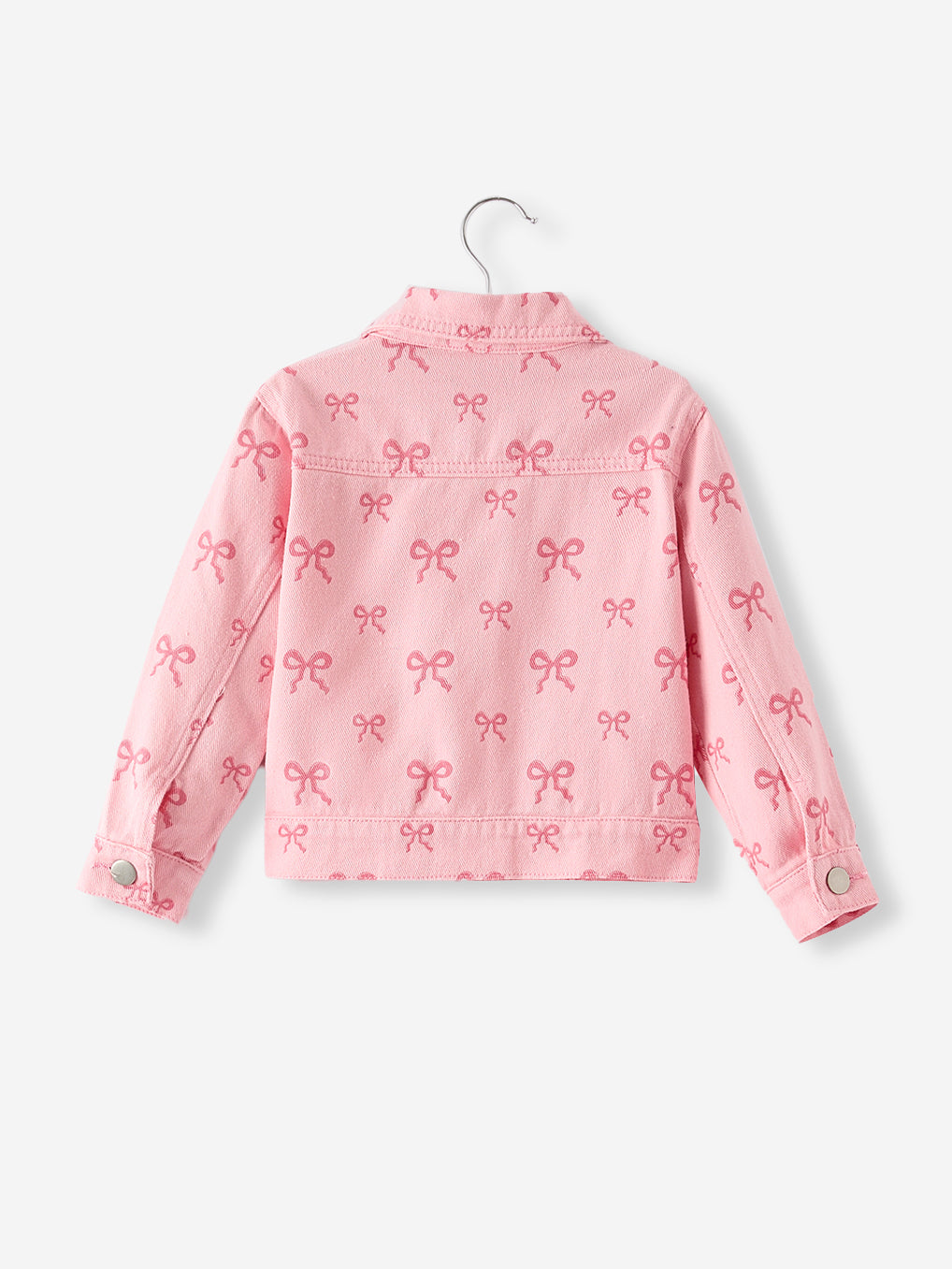 Pink Fall Girls Butterfly Print Denim Jacket