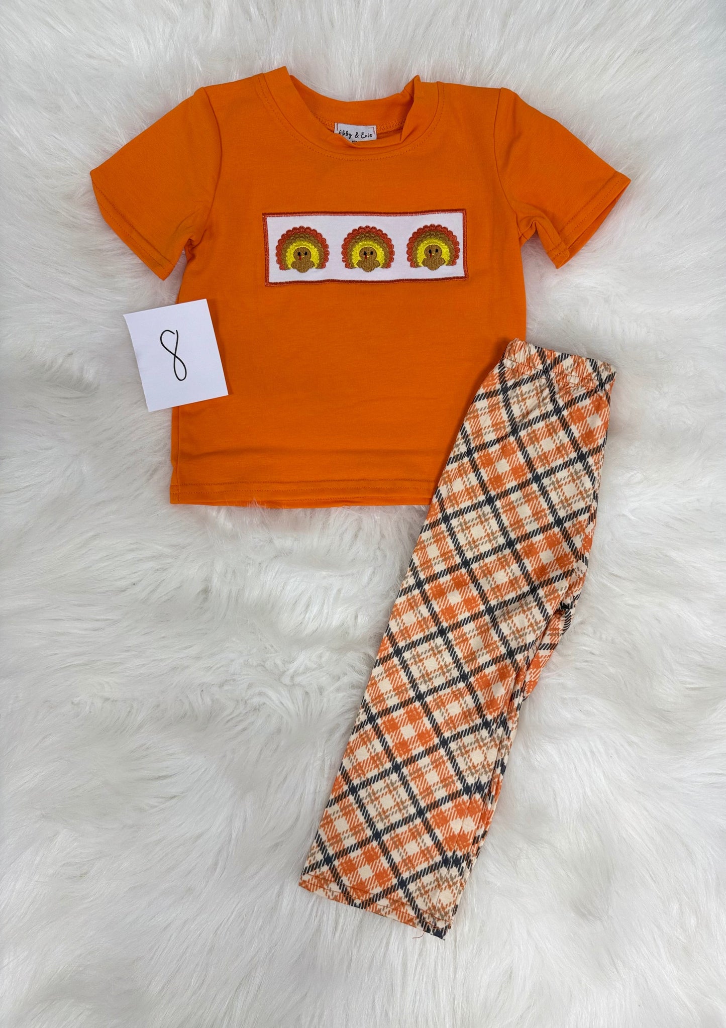 2T Orange Plaid Boy’s Fall Set (#8) (FINAL SALE)
