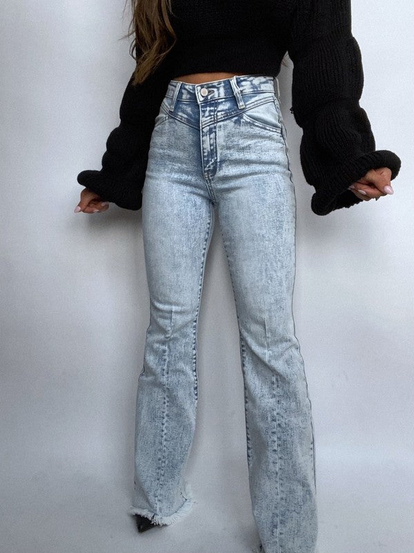 Keep Up Flare Acid Wash Flare Jeans