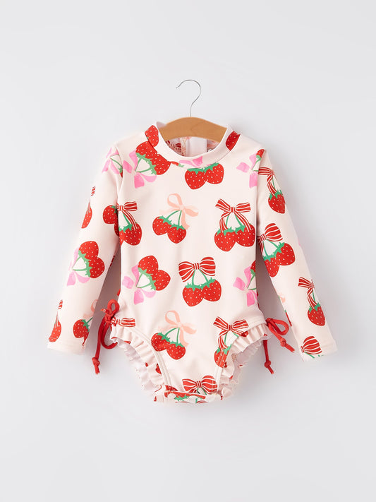 Strawberry  Cherry Girls One-piece Swimsuit