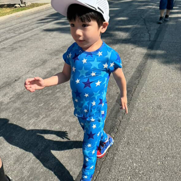 Star Blue Short Sleeve Bamboo Sleep Set