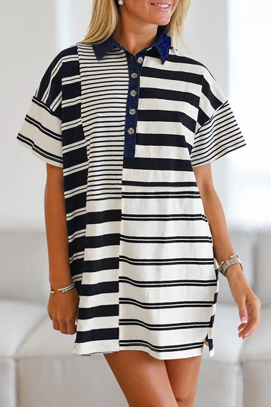 Black Stripe Polo Dress FB
