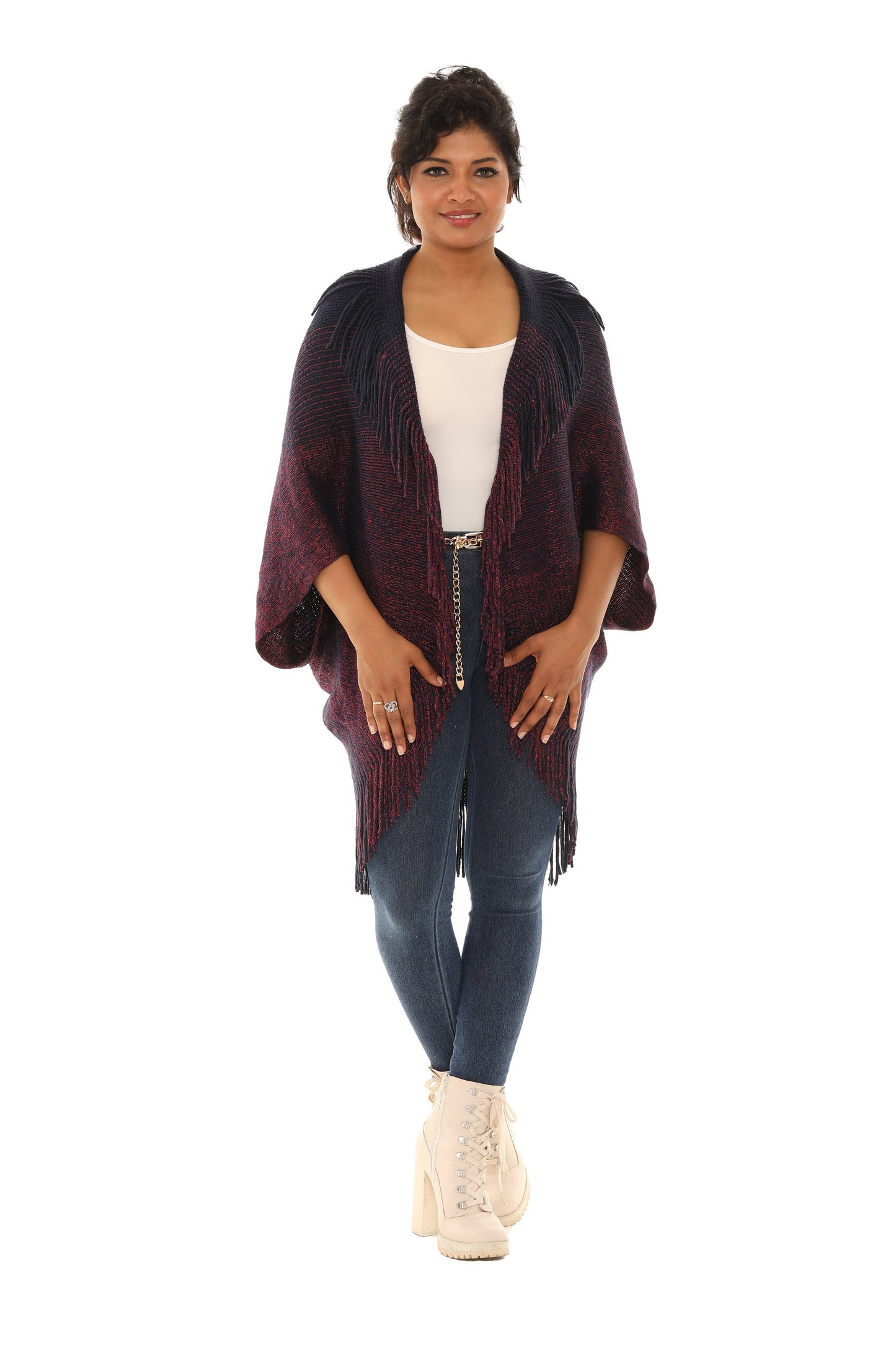 Fringed Duo-Tone Poncho