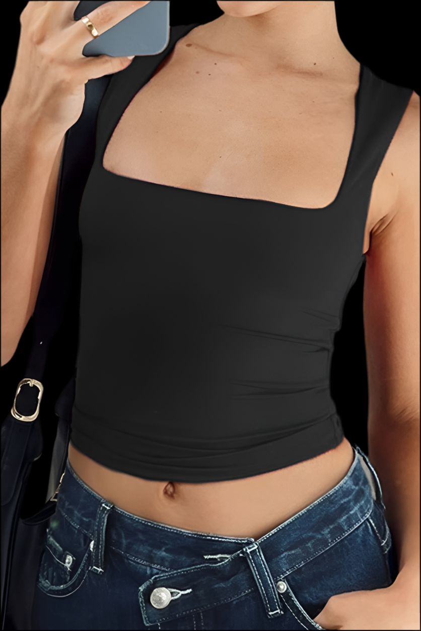 Black Sleeveless Tank Top