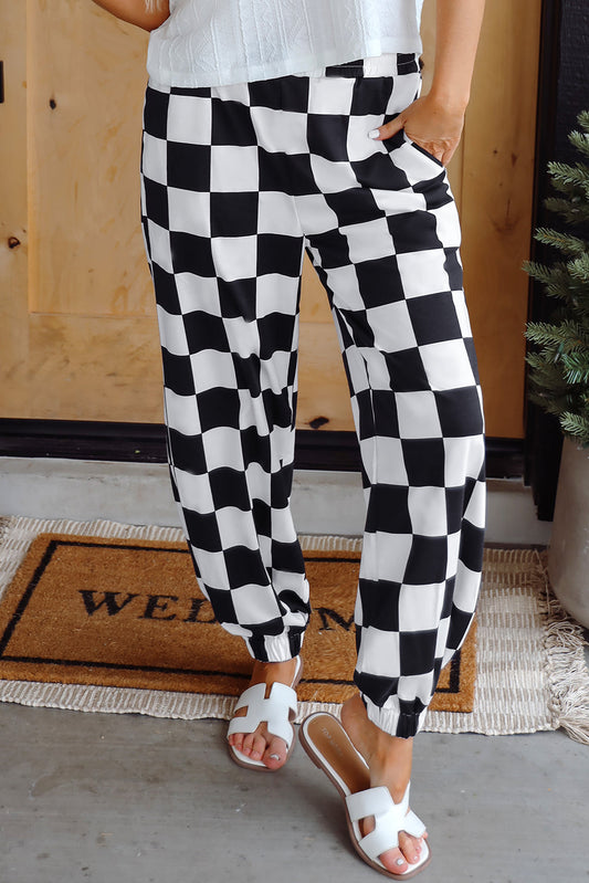 Black Checkered Joggers FB