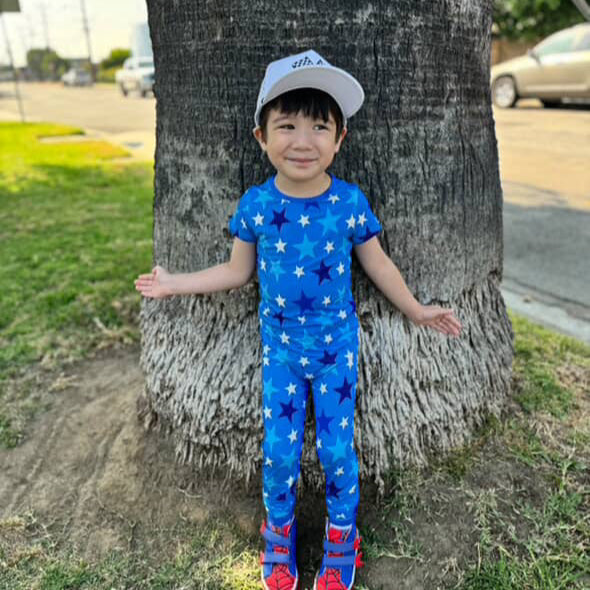 Star Blue Short Sleeve Bamboo Sleep Set