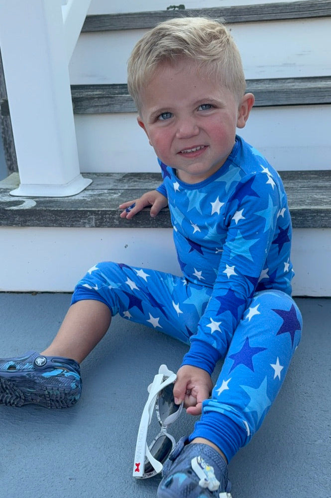 Star Blue Long Sleeve Bamboo Sleep Set