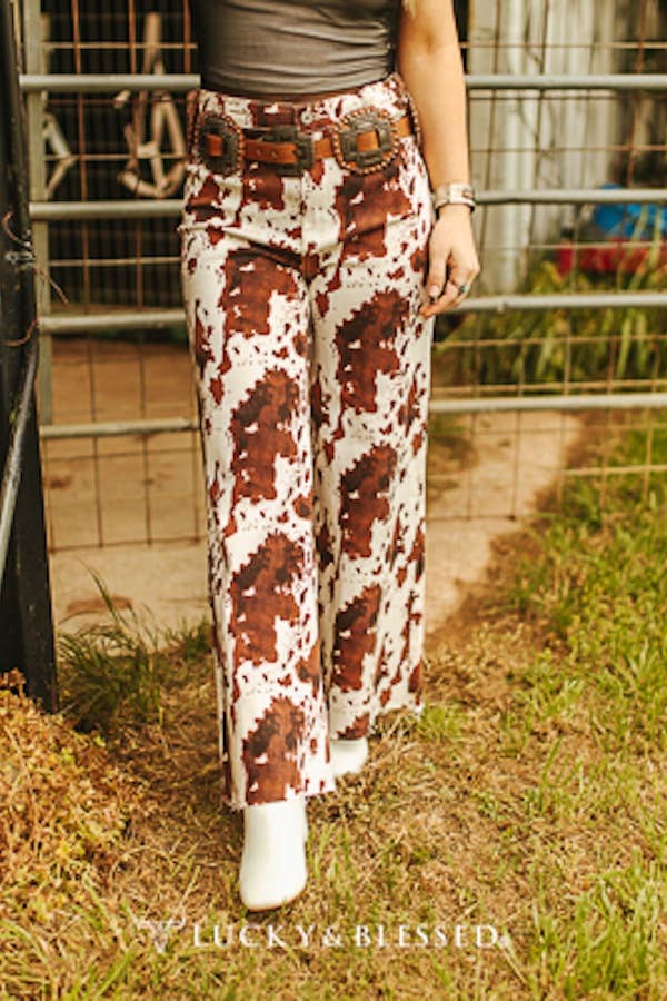 Cow Tummy Control Cropped Wide Leg Jeans