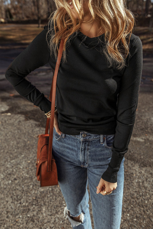 Black Slim Lightweight Sweater FB