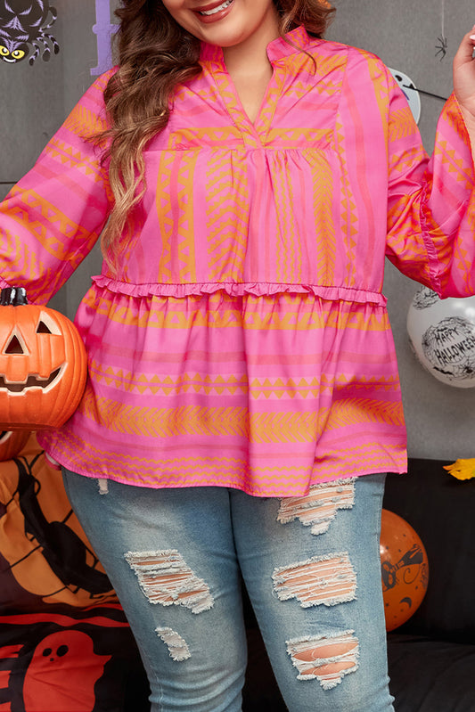 Orange Geometric Plus Size Top FB