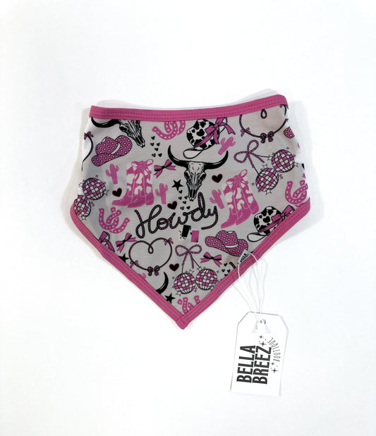 Pink Howdy Bamboo Bib (FINAL SALE)