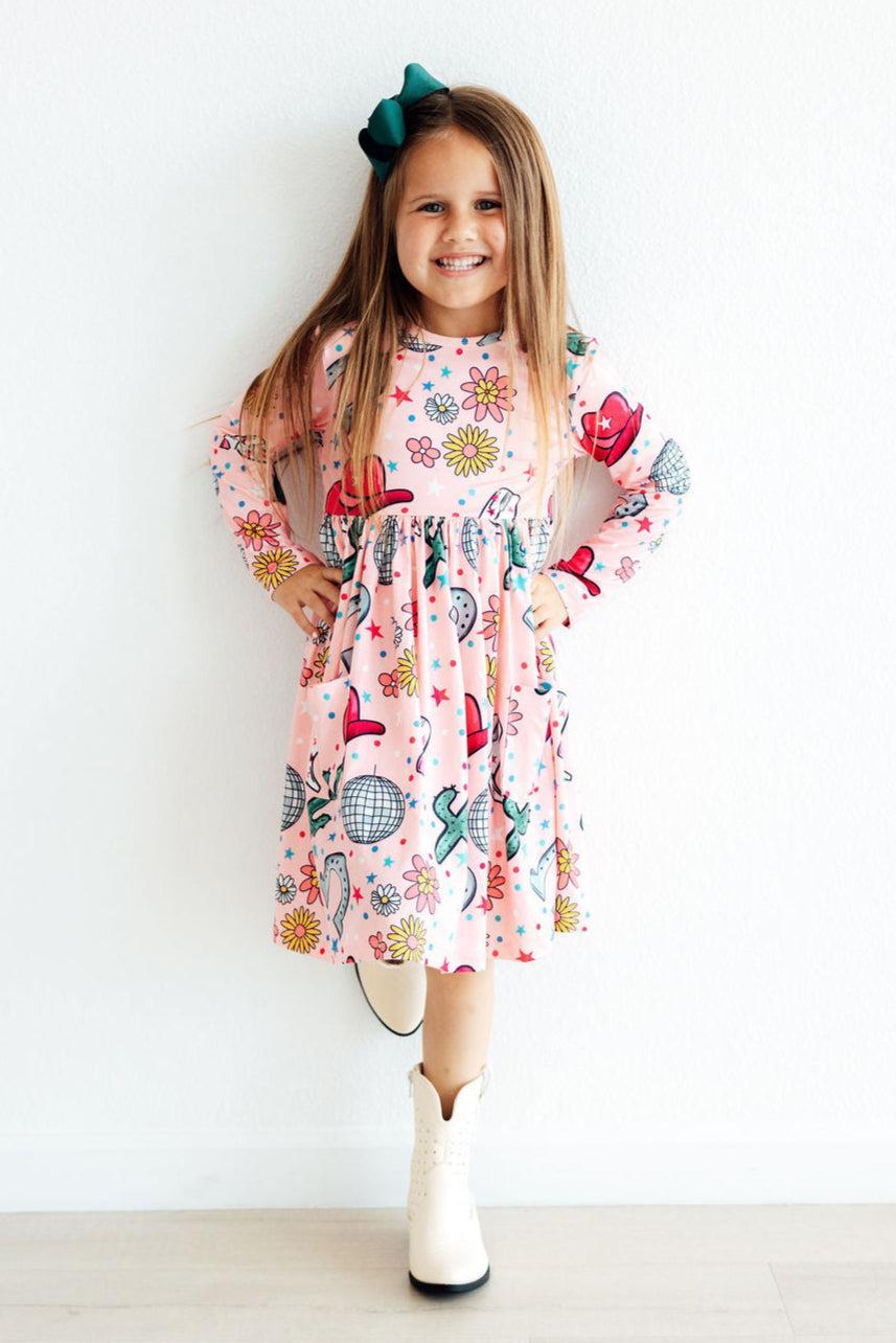 Boots & Bling L/S Pocket Twirl Dress