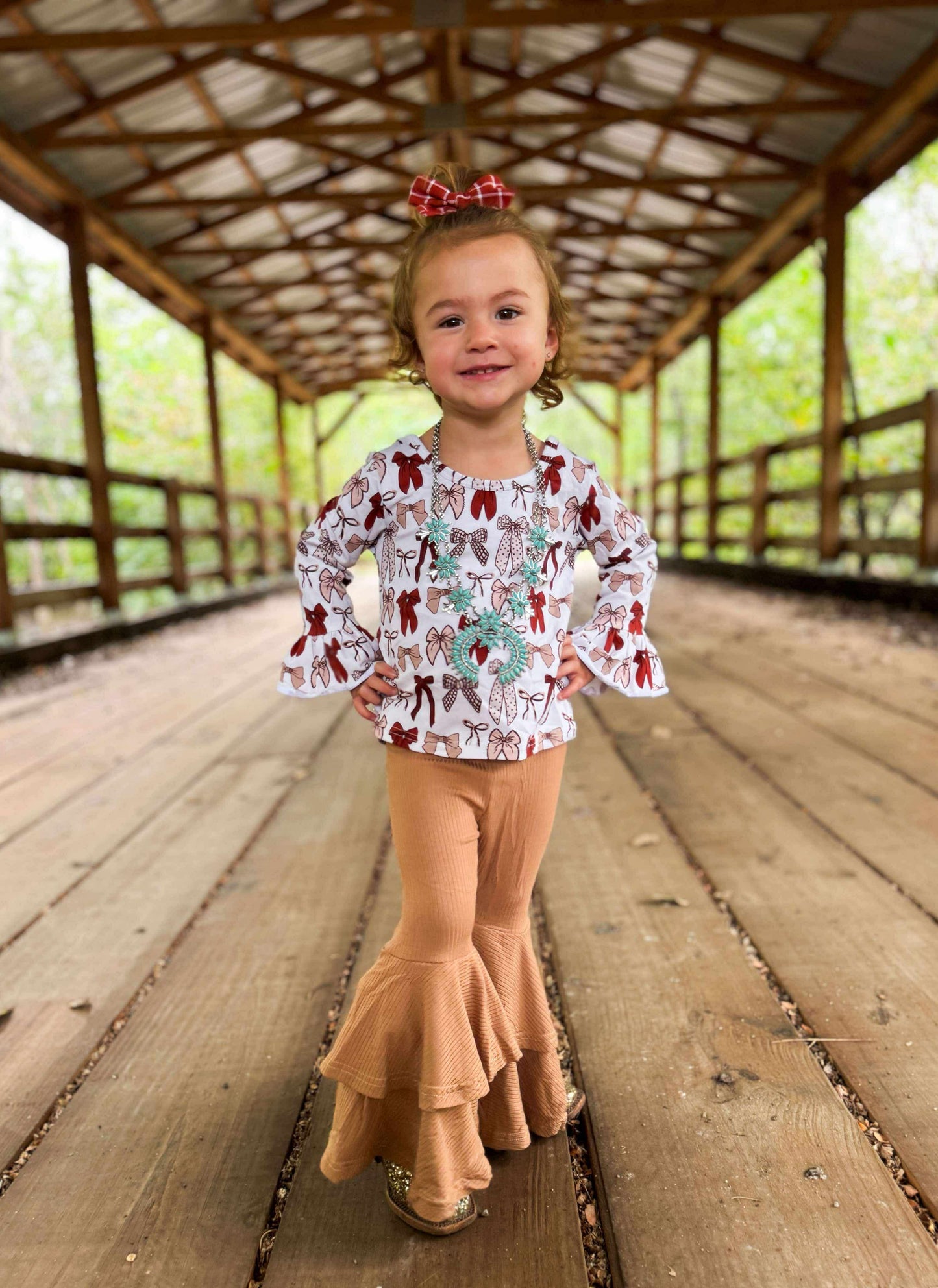 3/6 Months Fall Bows Ruffled Sleeve Top (FINAL SALE)