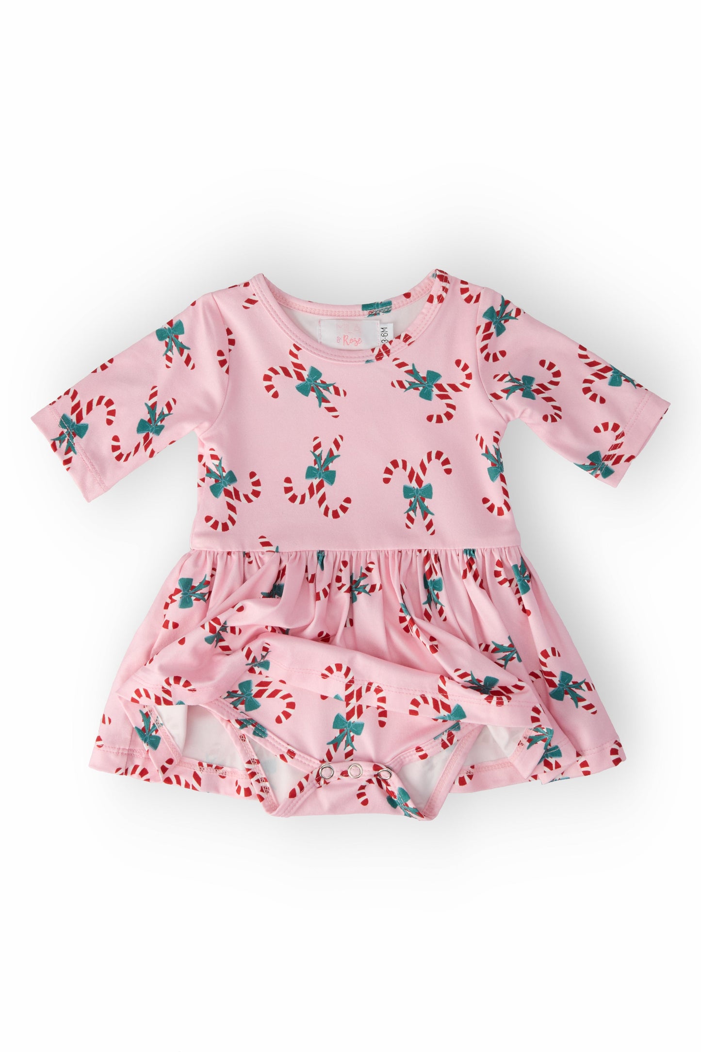 Candy Cane Cutie 3/4 Sleeve Twirl Bodysuit