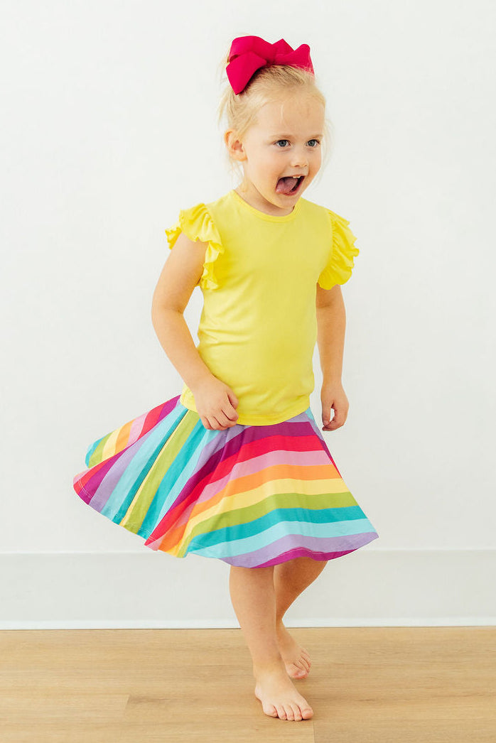 Yellow S/S Ruffle Tee
