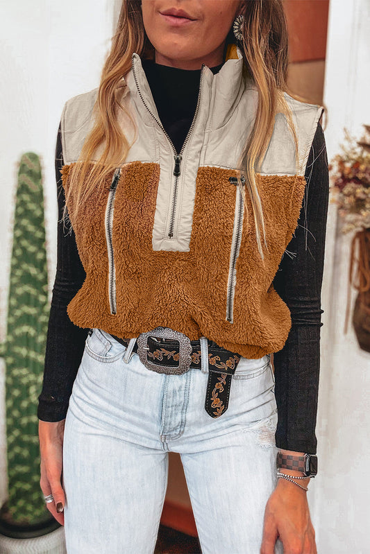 Colorblock Plush Vest FB