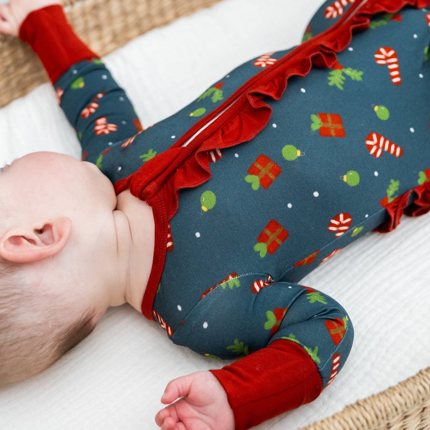 SALE: Holiday Bamboo Ruffled Onesie