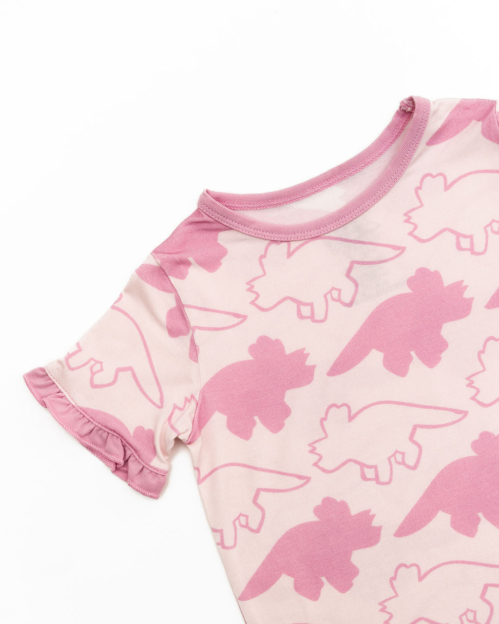 Dinosaur Pink Short Sleeve Bamboo Sleep Set
