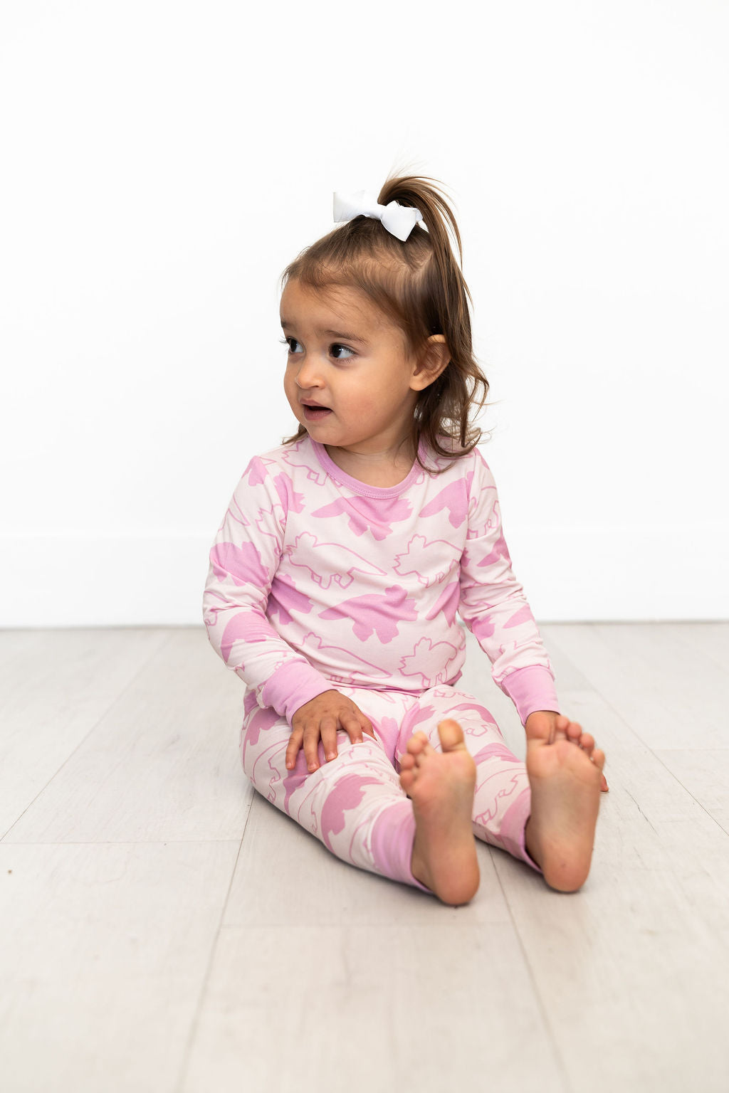 Dinosaur Pink Long Sleeve Bamboo Sleep Set