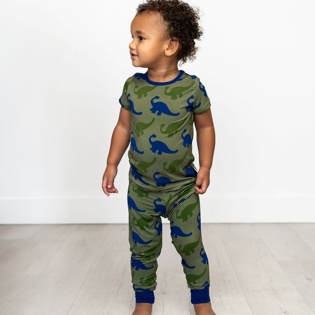 Dinosaur Print Toddler Short Sleeve Bamboo Sleepwear