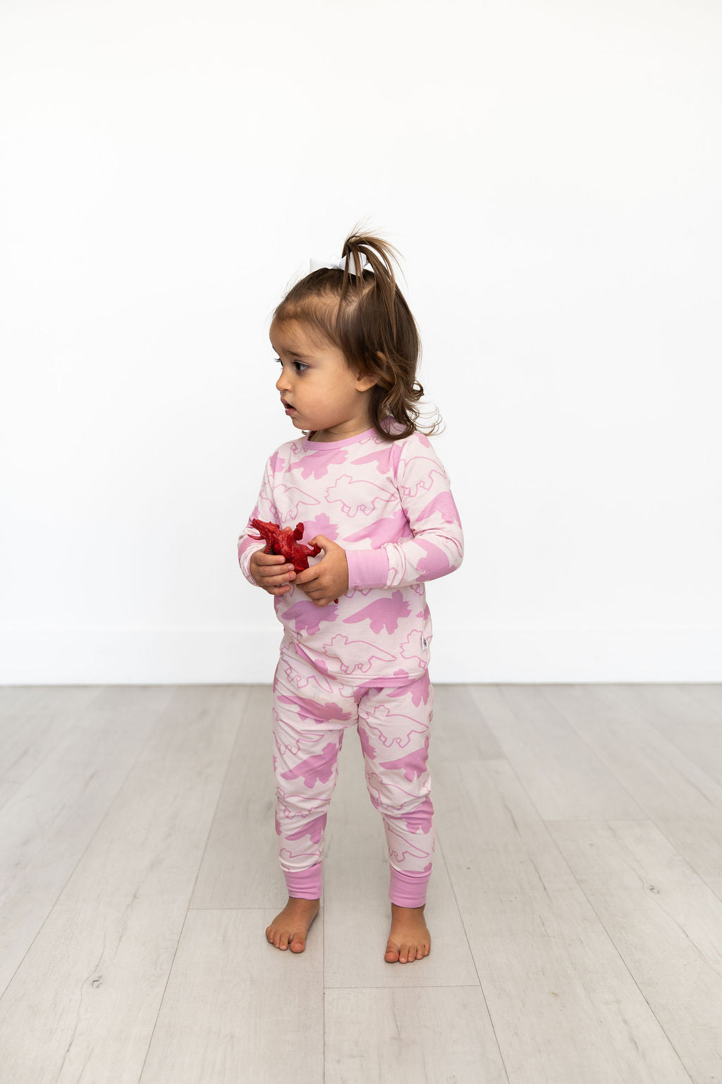 Dinosaur Pink Long Sleeve Bamboo Sleep Set